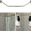 Stretchable 304 Stainless Diamond Shaped Bathroom Bathtub Corner Shower Curtain Rod Rack (Diamond Shaped, Both Sides: 17"-25.6",Middle:20"-26)