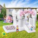 FINCOME Inflatable Bounce House for Kids, White Bounce House with Slide, Jumping Bouncy Castle for Kids Birthday Party, Wedding, Backyard Indoor/Outdoor White (with Blower), 10.5 Ft L X 9.2 Ft W X 6.9 Ft H