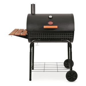 Char-Griller® Patio Pro Charcoal Grill and Smoker with Cast Iron Grates, Premium Wood Shelf and Damper Control, 850 Cooking Square Inches in Black