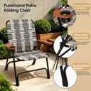 Folding Lawn Chair, Portable Camping Chair with Steel Frame, Woven Fabric and Wooden Armrests, Webbed Patio Dinning Chair for Yard Camping Poolside Beach