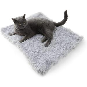 Furry Pet Bed/Mat (Convertible) - Grey, 24"L x 20"W x 3"Th