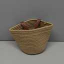 Wall Hanging Storage Baskets - Small Cotton Rope Woven Closet Storage Bins-Shelf Basket Organizer for Plants, Towels - 6.3" x 7" (Jute-Brown)