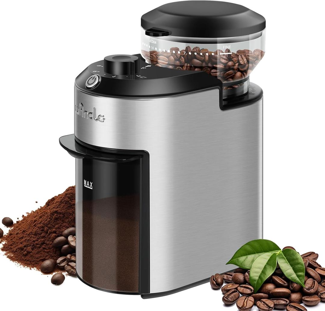 Wancle Burr Coffee Grinder Electric with 28 Grind Settings, 2-12 Cup Capacity Coffee Bean Grinder for Espresso, Drip & French Press, Stainless Steel Coffee Grinders with Chamber Cleaning Brush