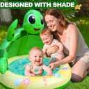 Baby Pool Toddler Sprinkler Water Play Mat, Turtle Baby Pool Float Sprinkler for Kids- Inflatable Kiddie Pool with Canopy Outdoor Water Toys for Summer Play Center Backyard Water Activity Games
