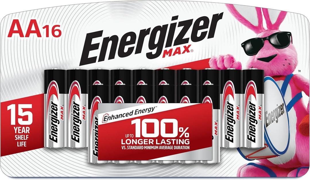 Energizer MAX AA Batteries (16 Pack), Double A Alkaline Batteries