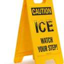 SmartSign "Caution - Ice, Watch Your Step!" Folding Floor Sign | 25" x 12" Plastic