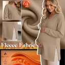 Huukeay 3 Pack Women's Thermal Maternity Shirts Long Sleeve Fleece Lined Pregnancy Tops Split Side V Neck Maternity Clothes (Black, L)