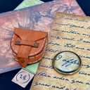 Pocket Magnifying Glass with Leather Box - Domed Magnifying Glass - Monocle Costume Magnifiers - Book Magnifier for Reading - Hand Made Gift (Gold - Without Chain)