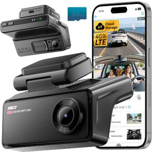 IIWEY 4G LTE Dash Cam with Live-Streaming, Anti-Theft Car Security Camera, Instant Alert via App, Cloud & SD Storage, 2K+1080P Front Inside, No Screen, IR Night Vision, 24/7 Parking Mode, GPS, OBD