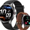 Smart Watches for Men/Women (2 Bands), 1.27“ Round Smartwatch Fitness Tracker with Bluetooth Calls (Make/Answer), Heart Rate/SpO2/Sleep Monitor, 12 Days Battery, IP68 Waterproof