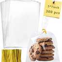 Labeol Cellophane Bags 300Pcs 5X7 Treat Bags with Ties Goodie Bag Clear Plastic Bag for Packaging Favor Gift Cookie Candy Bakery