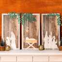 Soaoo Set of 3 Christmas Wooden Nativity Scene Wall Decor Farmhouse Religious Christian Christmas Decor Rustic Catholic Jesus Nativity Wall Art for Shelves Tables Xmas Decorations Indoor