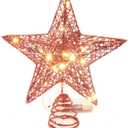 Emopeak 20 LED Christmas Tree Topper, 8 x 10 Inch Indoor Iron Art Star Treetop Light, Two Modes (Keep Light ON/Flash) (Red, 8"/20CM)