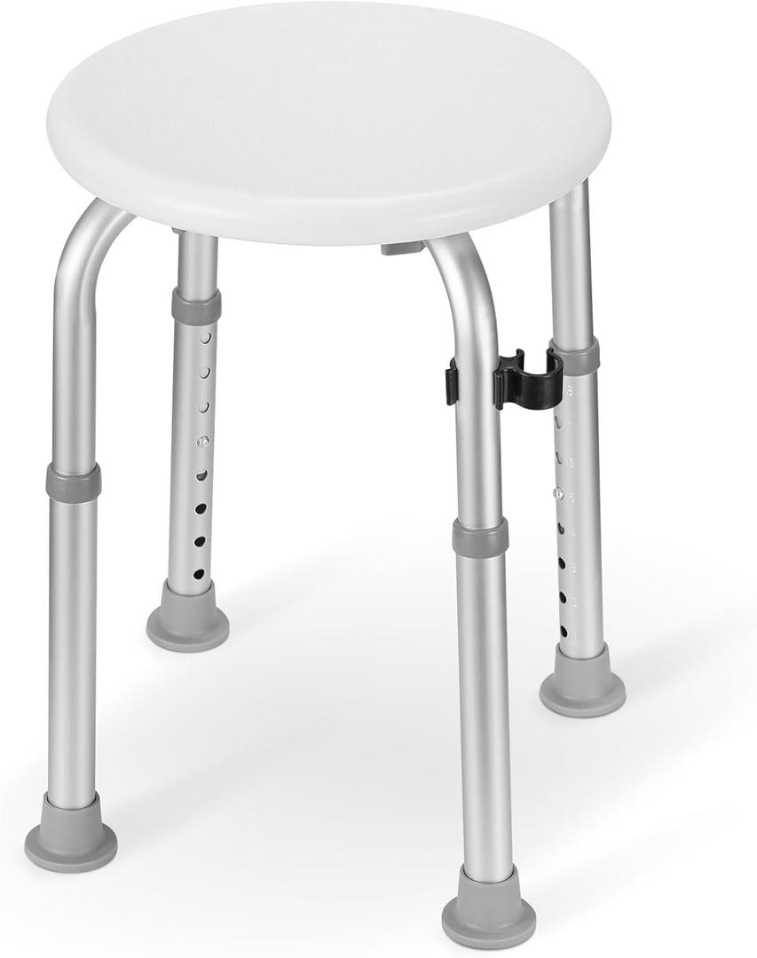 Careboda Adjustable Bath Chair for Inside Shower, Shower Stool with Upgraded Aluminum, Tool-Free Assembly, 8 Adjustable Heights for Seniors, Elderly, Pregnant, Handicap & Disabled Gray