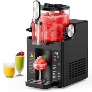 Slushie Machine for Home, 67 oz No Ice Needed Frozen Drink Machine & Soft Serve Ice Cream Maker, 6 Presets with Auto-Clean for Slushy, Margaritas & More. Black