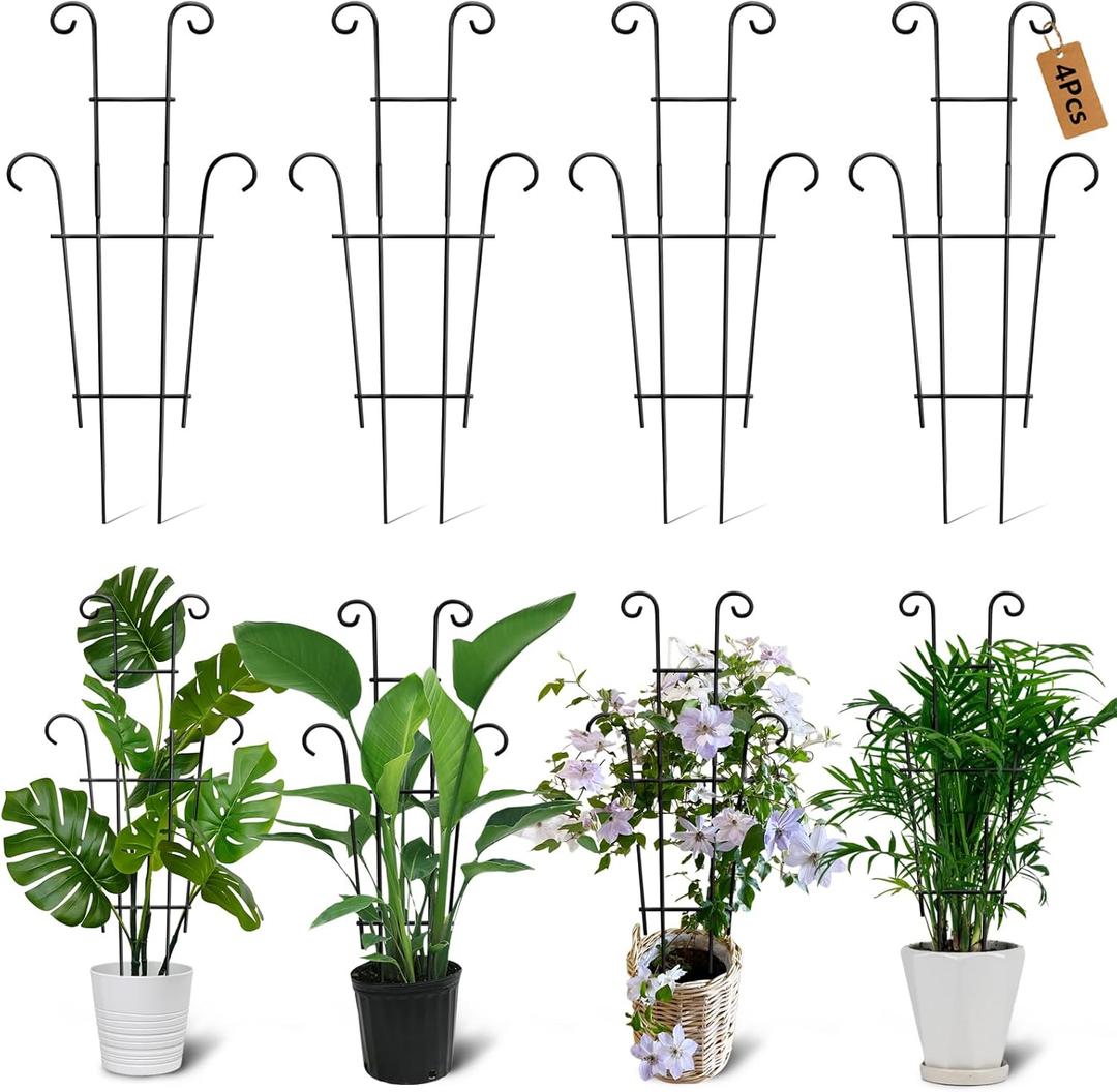 Plant Trellis for Potted Plants 4p, Larger 23in Garden Trellis for Climbing Plants Indoor Outdoor, Rustproof House Plant Support Stakes for Pothos Hoya Ivy Flower