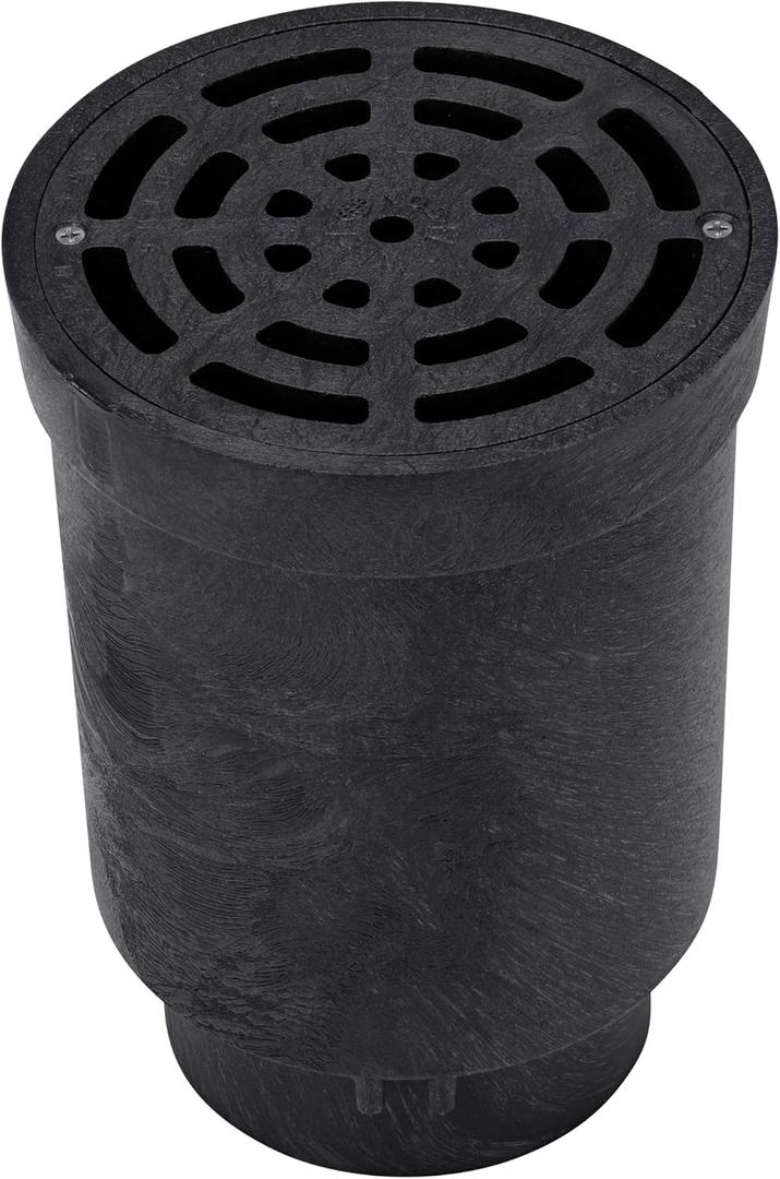 NDS FWSD69 6-Inch Round Surface Drain Inlet with Plastic Grate for Flo Stormwater Dry Well System, Pack of 1, Black