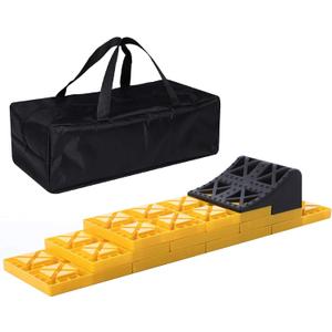 Homeon Wheels 10 Packs Rv/Camper Leveling Blocks, Chocks Anti-Slip Pads Design Include One Wheel Chock and Carrying Bag for Camper Travel Trailer