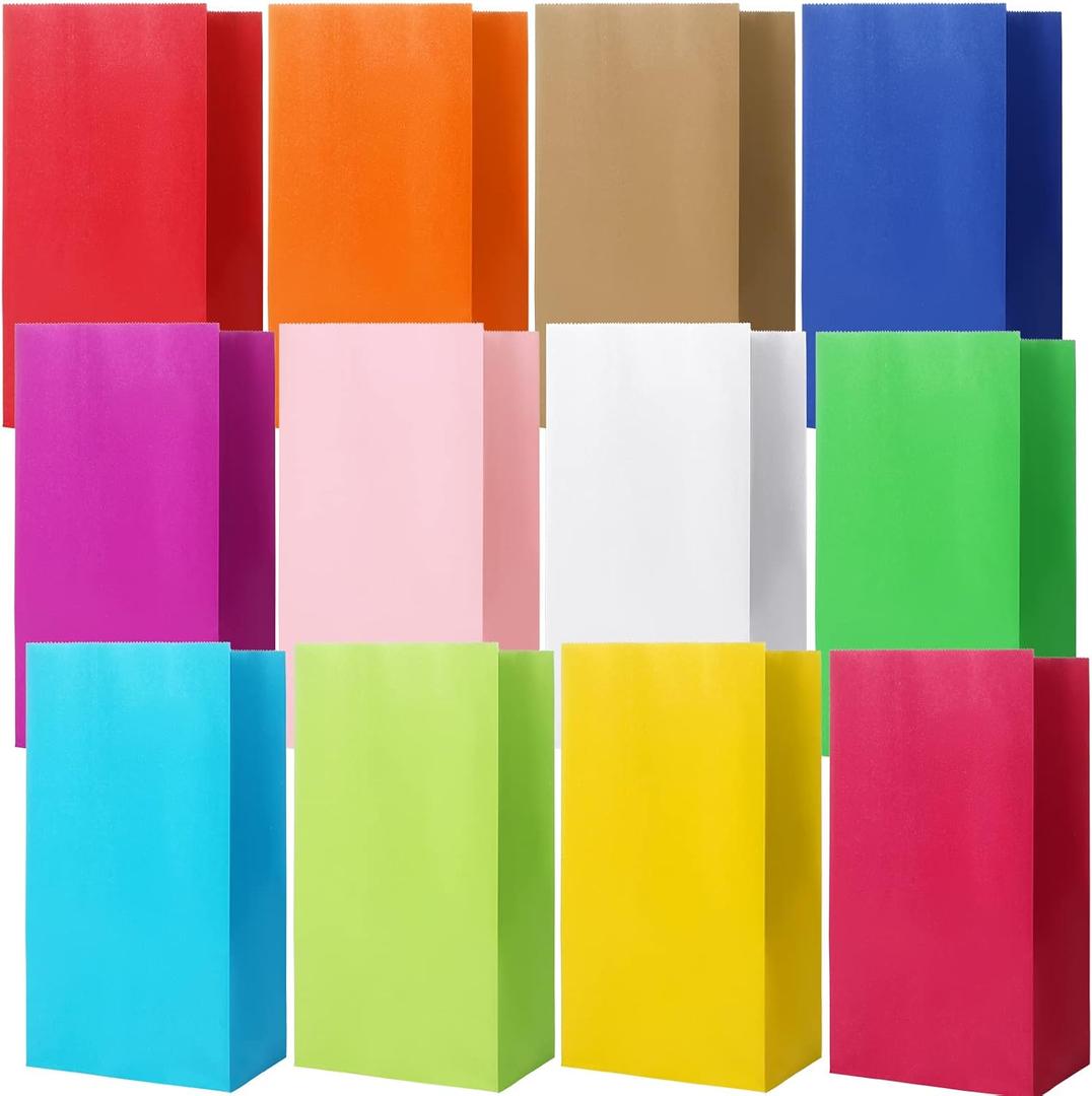 120 Pcs Solid Color Party Favor Wrapped Treat Bags 12 Colors Small Goodie Gift Paper Candy Bags for Birthday Baby Shower Wedding Crafts and Activities, 5.1 x 3.1 x 9.4 Inch