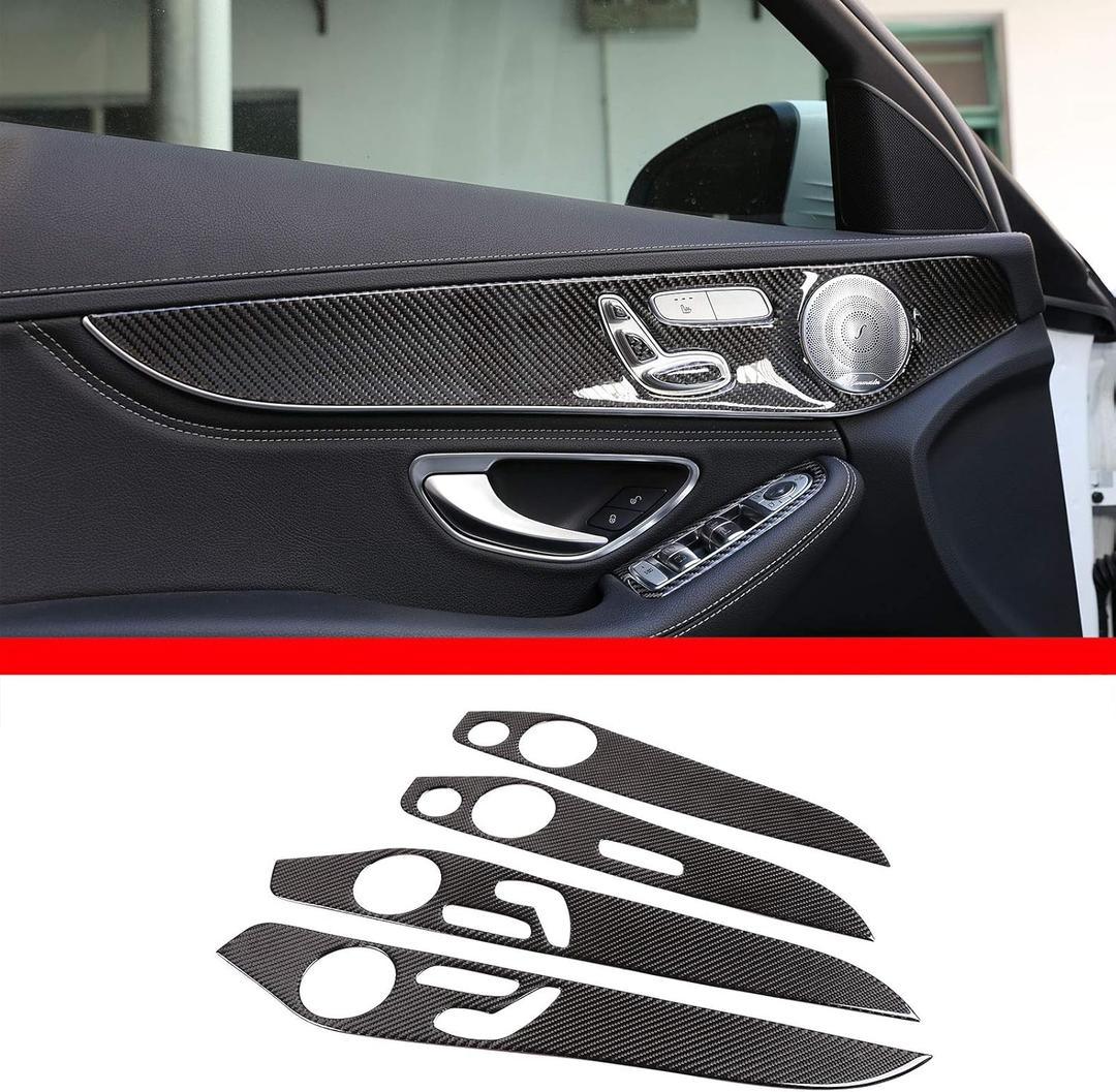 Carbon Fiber For Mercedes Benz GLC C Class W205 X253 2014-2020 Door Molding Panel Cover (With Seat heating)