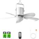 21'' Ceiling Fan with Light and Remote, 21600mAh Battery Operated Gazebo FanOutdoor Hanging Fan for Gazebo, RVPatio, Camping Tent, Greenhouse,Porch Chicken Coop, USB-C Fast Charge, Small