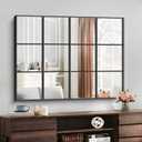 NIMURY Rectangle Mirror, Window Mirror Wall Mounted, 36"×48" Window Pane Mirror Wall Decor Metal Framed, Large Black Mirror for Bedroom Living Room Fireplace Entryway Hanging or Leaning Against Wall