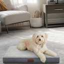 OhGeni 30 Inch Orthopedic Waterproof & Machine Washable Dog Bed for Small Medium Pets, 20D Egg Crate Foam Stable Support, Non-Slip Bottom and Removable Cover, Tear-Resistant Invisible Zipper(Gray) (30.0"L x 20.0"W x 3.0"Th)