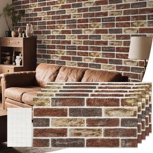Brick Wall Panels Peel and Stick - 3D Faux Textured Stone Wallpaper - 20 Pcs Self Adhesive Waterproof Foam Tiles for Bathroom - Red Fireplace Decor Wallpanel - Kitchen Backsplash Covering Walls Tile Brick Wall Panels Peel and Stick - 3D Faux Textured Stone Wallpaper - 20 Pcs Self Adhesive Waterproof Foam Tiles for Bathroom - Red Fireplace Decor Wallpanel - Kitchen Backsplash Covering Walls Tile
