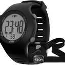 EZON Heart Rate Monitor Chest Strap and Digital Watch,5ATM Waterproof Fitness Tracker with HRM,Calories Burned,Stopwatch and Hourly Chime - Ideal Fitness Presents for Men and Women (Black)