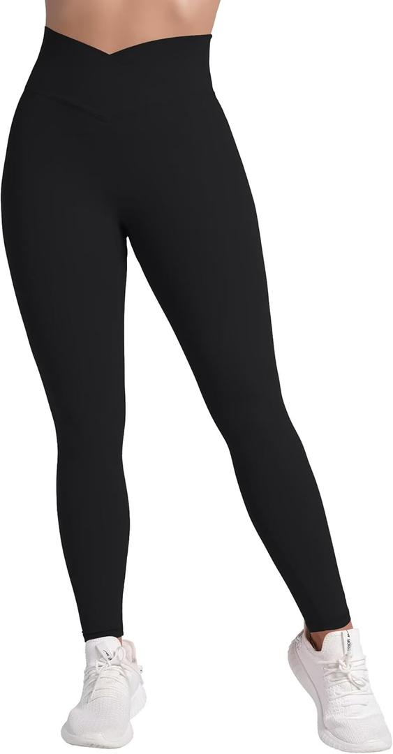 Sunzel Sunlissia Hidden Butt Lifting Scrunch Workout Leggings for Women Crossover High Waist Yoga Pants with Tummy Control (Black)