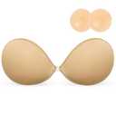 Wingslove Adhesive Bra Reusable Strapless Self Silicone Push-up Invisible Sticky Bras for Backless Dress (Nude Cover,A)
