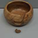 EDHAS Acacia Wood Yarn Bowl Holder | Handmade Holder with Holes | Yarn/Wool/String Storage Accessory (7" x 7" x 4")