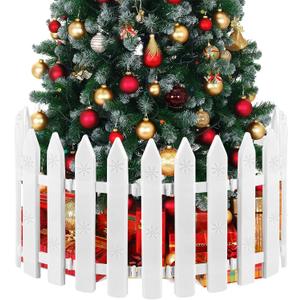 Aneco 8 Pieces White Plastic Traditional Christmas Tree Fences, 18 x 12 Inches, Ideal for Home, Wedding, Fairy Garden, Party