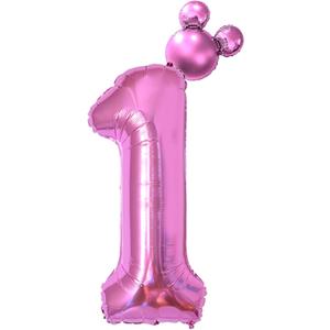 40 inch Hot Pink Number 1 Balloon & Mini Mouse Head Balloon 1st Birthday Party Decoration Balloons Cartoon Mouse Birthday Party Supplies Princess Birthday Party Decorations Supplies