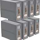 BigPonPon 8 Pack Bed Sheets Organizers and Storage (King Size), Foldable Organizer With Handle for Linen Closet, Bedding Storage for Sheets, Duvet Cover (Gray)