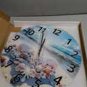 XNM 16 Inch Large Wall Clocks Battery Operated Coastal Shell Glass Clocks for Living Room Decor Blue Silent Wall Clock No Ticking