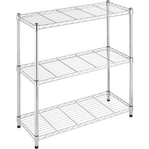 Whitmor 3 Tier Shelving Unit, Metal Storage Shelves, 400 lbs Capacity per Shelf, 1200 lbs Total, Easy Assembly Home Organizer for Pantry, Kitchen, Garage, Plant, 36"L x 14"W x 36"H, Chrome