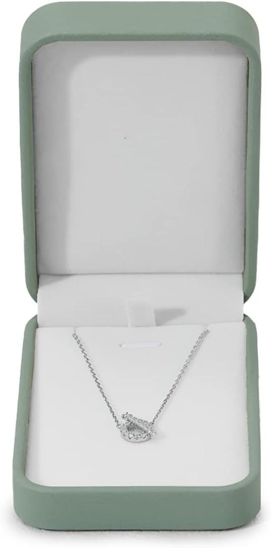 PU Leather Necklace Box Velvet Interior Necklace Gift Box Pendant Case Long Chain Display Storage Case for Wedding Birthday Mother's Day (Green)
