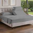 Flex Top Split Head King 4 Piece Sheet Set - Comfy Breathable & Cooling Bed Sheets Set - Hotel Luxury Bedding for Women, Men, Kids, Teens, Boys & Girls - Deep Pockets, Soft, Oeko-Tex - Heathered Grey