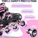 Kuxuan Skates Adjustable Inline Skates for Girls Women with Full Light Up Wheels Outdoor Fun Illuminating Skates for Kids and Adult, Small (Kids 10-12 US), Pink