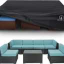 STARTWO Patio Furniture Covers Waterproof,Heavy Duty 7-12 Seats Outdoor Furniture Cover for Sectional Sofa, Table Chairs, Anti-UV Tear-Resistant 128"Lx83"Wx28"H, Black