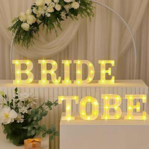 Honoson 9 Pcs Bride to Be Sign Lights Bridal Shower Decorations Engage Wedding Decor LED Neon Light for Engagement Wedding Bachelorette Party Decorations