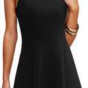 WIHOLL Women's Summer A-Line Sleeveless Boat Neck Mini Dress Club Party Little Short Dresses