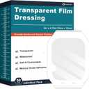 Transparent Film Dressing 4" x 4.75", 50 Packs Waterproof Wound Bandage Adhesive Patches, Wound Cover Patches for Post Surgical Shower, IV Shield, Tattoo Aftercare Bandage