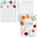 Paper Junkie Bill Organizer with Pockets - 5 x 7 In, Pink & Red with Green Accents - Floral Monthly Planner - Debt Payment Tracker & Expense Organizer