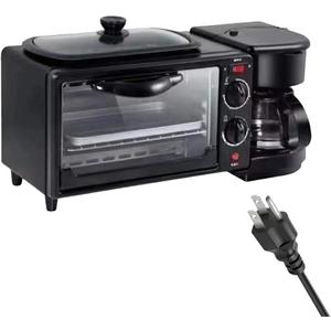 3-In-1 Breakfast Station With Coffee Maker Toaster Oven Frying Pan Versatile Breakfast Maker Breakfast Easy Oil Less And Healthy Meals Removable Nonstick Plates For Sandwiches Eggs Bacons