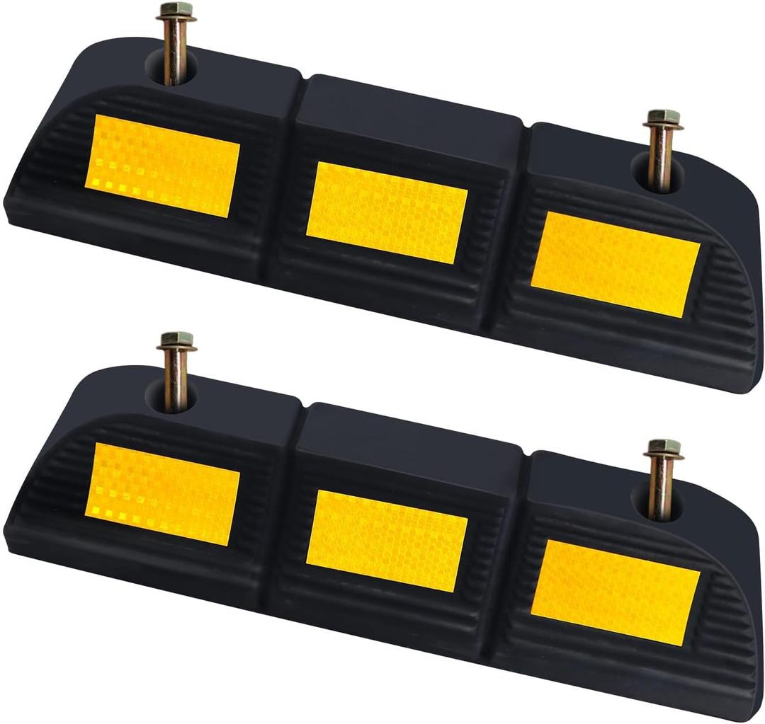 Parking Stopper for Garage Parking Aid 2 Pack Block, Car Truck Curb Floor Parking Lot Wheel Tire Stops Bumpers with Bolt Installation, Rubber Vehicles Aid Gadgets (3.3H 2pcs)