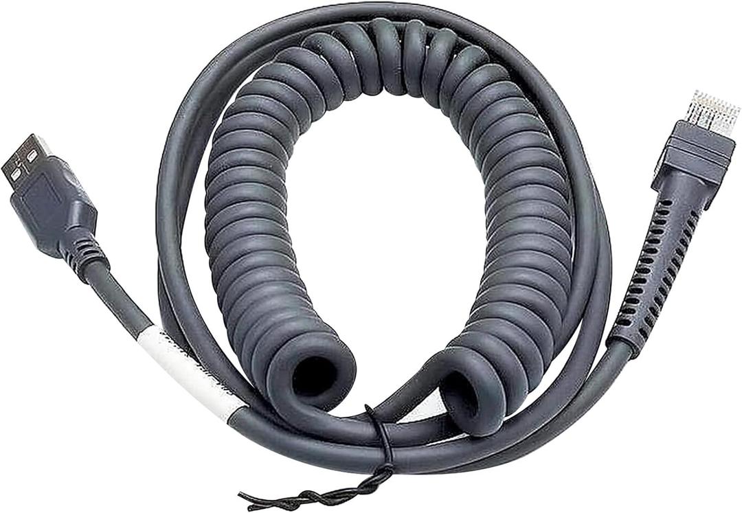 USB Cable for Symbol Zebra Motorola Barcode Scanner, USB to RJ45 Cable, CBA-U01-S07ZAR LS2208-SR DS2208 DS2278 DS8178 LS1203 LS4208 LS9203 (3M / 10FT Coiled USB Port)