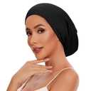 Silk Satin Lined Beanie, Silk Bonnet for Sleeping Women Sleep Cap Stay On All Night Cap, Satin Bonnet with Adjustable Strap for Curly Hair Hair Wrap for Sleeping