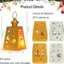 DECORKEY Christmas Lanterns Decorations Outdoor&Indoor, 4PCS Decorative Candle Holder Set with Christmas Tree, Snowman, Reindeer, Santa Claus Openwork Patterns, Hanging&Tabletop Decor (No Glass) (Golden *2+silver *2)